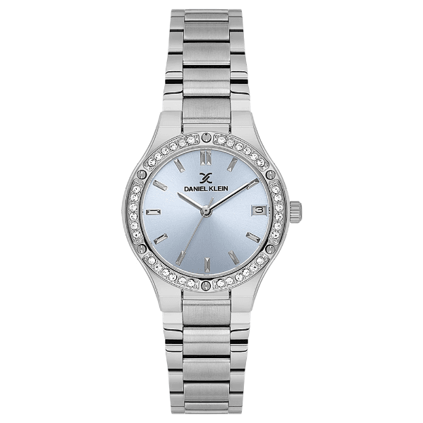 Relógio Analógico Feminino Daniel Klein Dk.1.14160-2 Premium Lady Pulseira de Aço Inoxidável Prata/Azul
