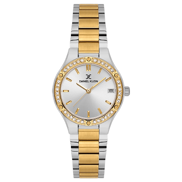 Relógio Analógico Feminino Daniel Klein Dk.1.14160-4 Premium Lady Pulseira de Aço Inoxidável Prata/Dourado