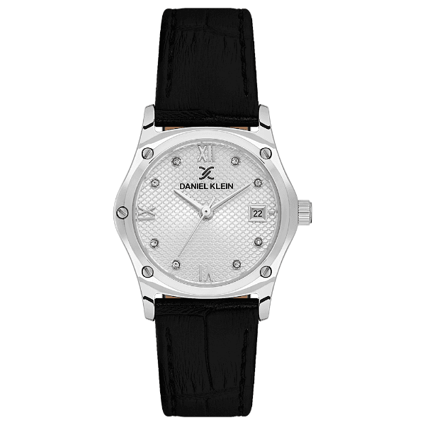Relógio Analógico Feminino Daniel Klein Dk.1.14270-1 Premium Lady Pulseira de Couro Preto/Prata