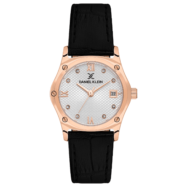 Relógio Analógico Feminino Daniel Klein Dk.1.14270-5 Premium Lady Pulseira de Couro Preto/Rose Gold