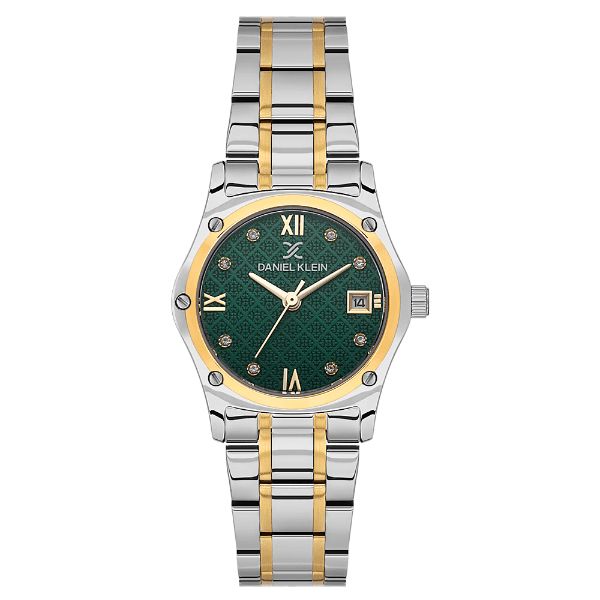 Relógio Analógico Feminino Daniel Klein Dk.1.14271-4 Diamond Lady Pulseira de Aço Inoxidável Prata/Dourado/Verde