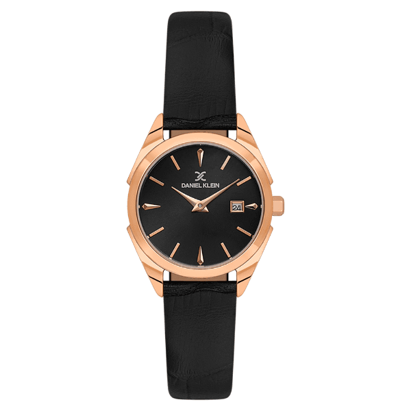 Relógio Analógico Feminino Daniel Klein Dk.1.14312-6 Premium Ladies Pulseira de Couro Preto/Rose Gold