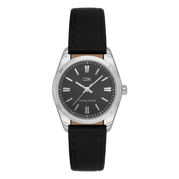 Relógio Analógico Feminino Daniel Klein Dk.1.14459-2 Dk2 Pulseira de Couro Prata/Preto