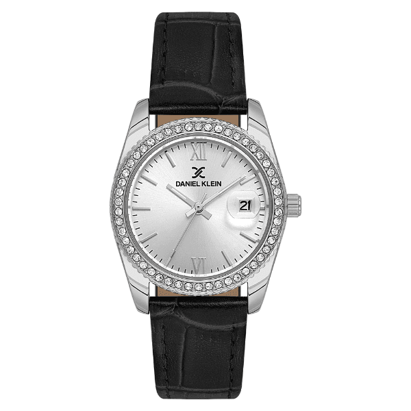 Relógio Analógico Feminino Daniel Klein Dk.6.14030-1 Premium Lady Pulseira de Couro Preto/Prata