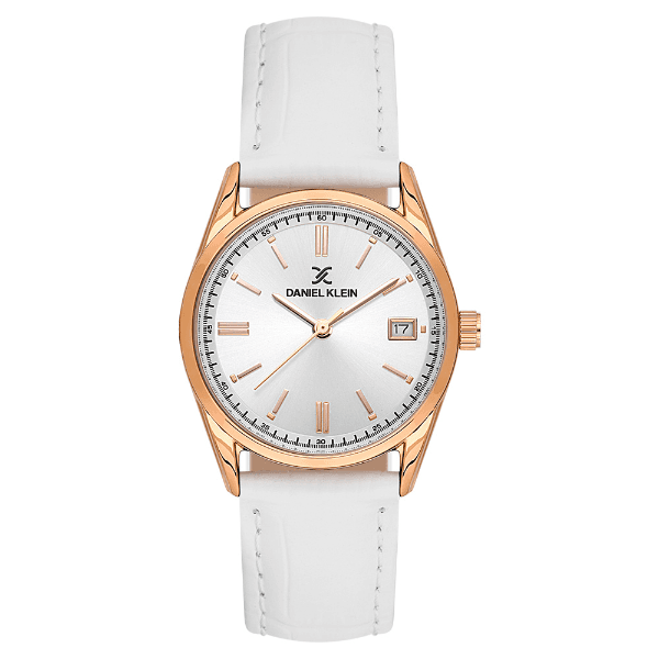 Relógio Analógico Feminino Daniel Klein Dk.6.14135-5 Premium Lady Pulseira de Couro Branco/Rose Gold