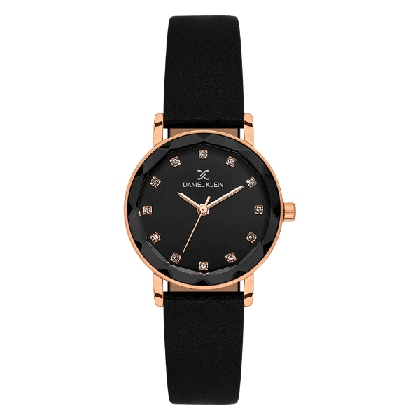 Relógio Analógico Feminino Daniel Klein Dk.6.14317-4 Premium Lady Pulseira de Couro Preto/Rose Gold