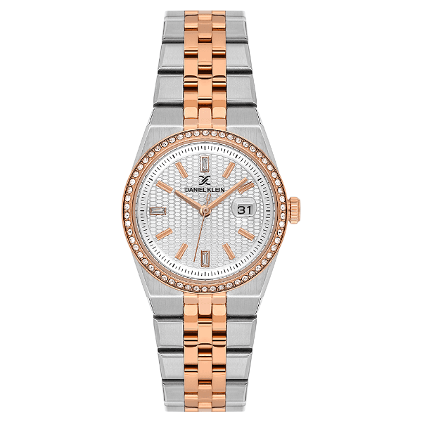 Relógio Analógico Feminino Daniel Klein Dk.6.14717-7 Premium Lady Pulseira de Aço Inoxidável Prata/Rose Gold