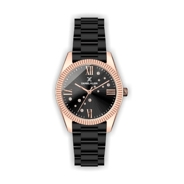 Relógio Analógico Daniel Klein Premium Dk.1.12463-5 Preto e Rosa Ouro
