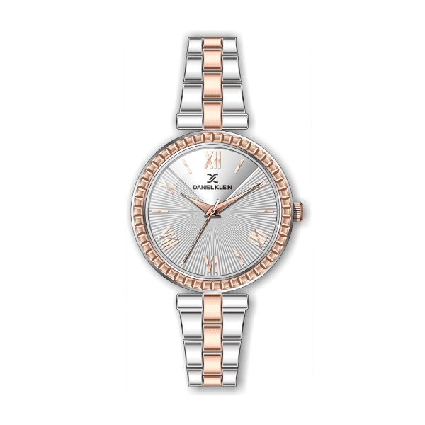 Relógio Analógico Daniel Klein Premium Dk.1.12487-4 Rosa Ouro e Prata