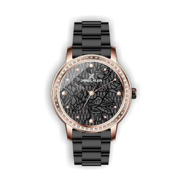 Relógio Analógico Daniel Klein Premium Dk.1.12497-2 Rosa Ouro e Preto