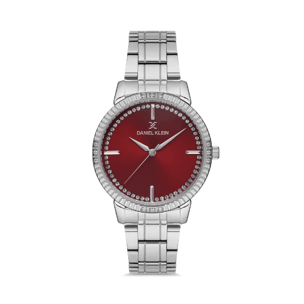 Relógio Analógico Feminino Daniel Klein Premium Dk.1.12530-5 Prata/Vermelho