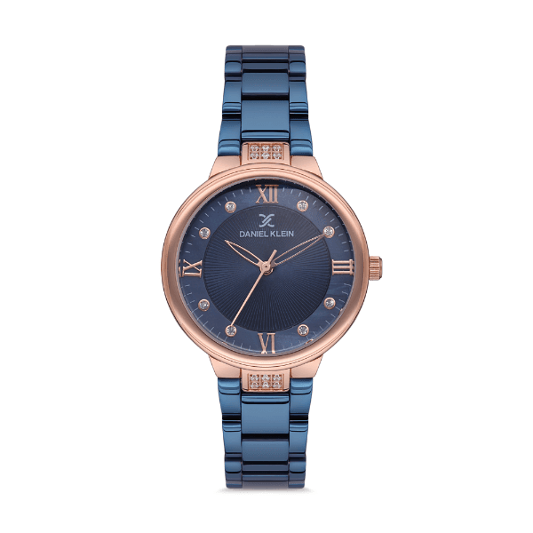 Relógio Analógico Daniel Klein Premium Dk.1.12548-5 Rosa Ouro/Azul
