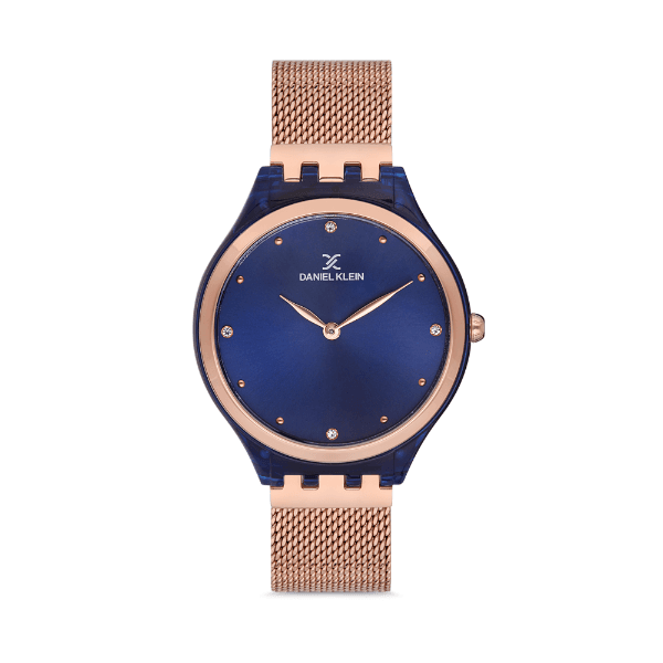 Relógio Analógico Daniel Klein Premium Dk.1.12614-6 Rosa Ouro/Azul