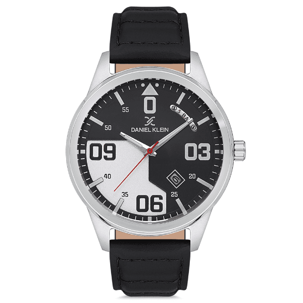 Relógio Analógico Daniel Klein Dk.1.12670-2 Premium Gents Pulseira de Couro Genuino Preto/Prata