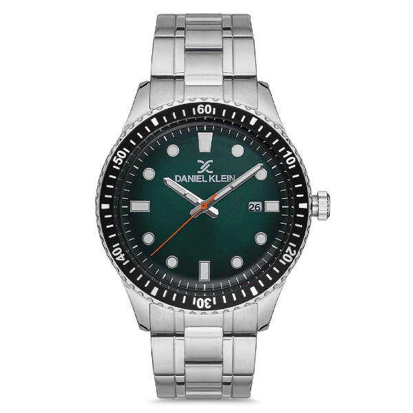 Relógio Analógico Masculino Daniel Klein Dk.1.12682-2 Premium Gents Pulseira de Aço Inoxidável Prata/Preto/Verde