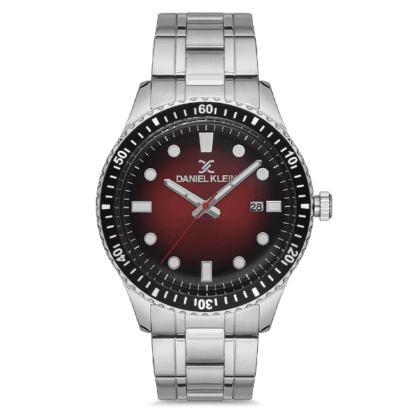 Relógio Analógico Masculino Daniel Klein Dk.1.12682-3 Premium Gents Pulseira de Aço Inoxidável Prata/Preto/Vermelho