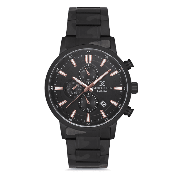 Relógio Analógico Masculino Daniel Klein Dk.1.12708-6 Exclusive Gents Pulseira de Aço Inoxidável Preto