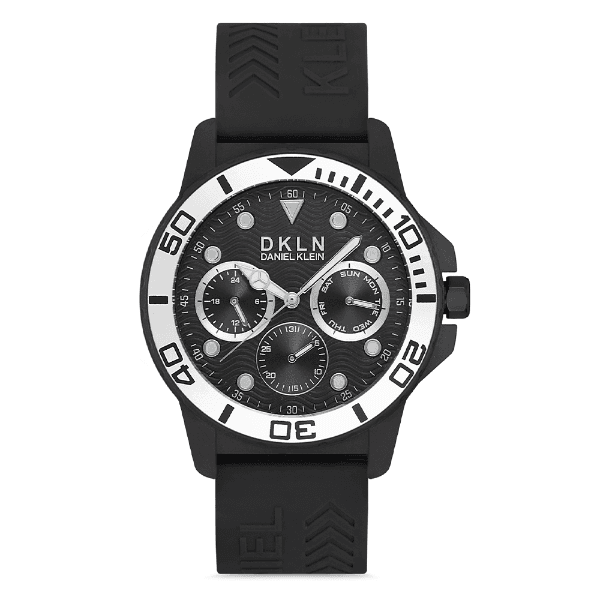 Relógio Analógico Masculino Daniel Klein Dk.1.12716-1 Dkln Gents Pulseira de Silicone Preto/Prata