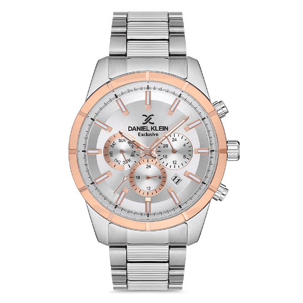 Relógio Analógico Masculino Daniel Klein Dk.1.12718-2 Exclusive Gents Pulseira de Aço Inoxidável Prata/Ouro Rosé