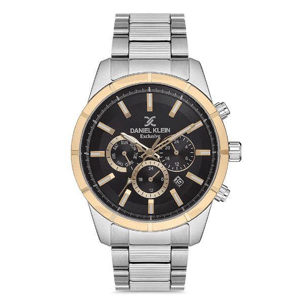 Relógio Analógico Masculino Daniel Klein Dk.1.12718-6 Exclusive Gents Pulseira de Aço Inoxidável Prata/Dourado
