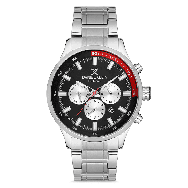 Relógio Analógico Masculino Daniel Klein Dk.1.12732-1 Exclusive Gents Pulseira de Aço Inoxidável Prata/Preto