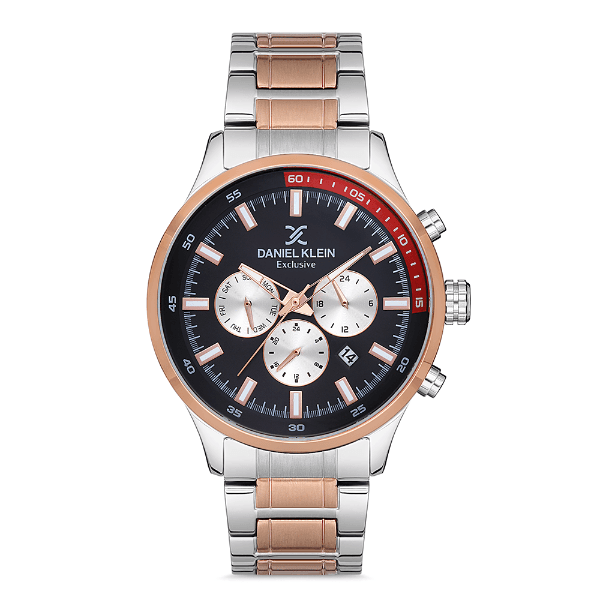 Relógio Analógico Masculino Daniel Klein Dk.1.12732-4 Exclusive Gents Pulseira de Aço Inoxidável Prata/Ouro Rosé