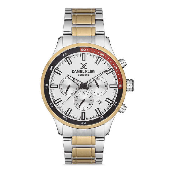 Relógio Analógico Masculino Daniel Klein Dk.1.12732-5 Exclusive Gents Pulseira de Aço Inoxidável Prata/Dourado