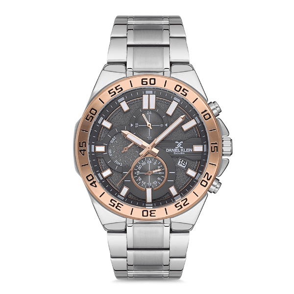 Relógio Analógico Masculino Daniel Klein Dk.1.12733-5 Exclusive Gents Pulseira de Aço Inoxidável Prata/Rose Gold