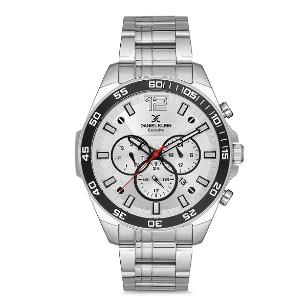 Relógio Analógico Masculino Daniel Klein Dk.1.12734-1 Exclusive Gents Pulseira de Aço Inoxidável Prata/Preto