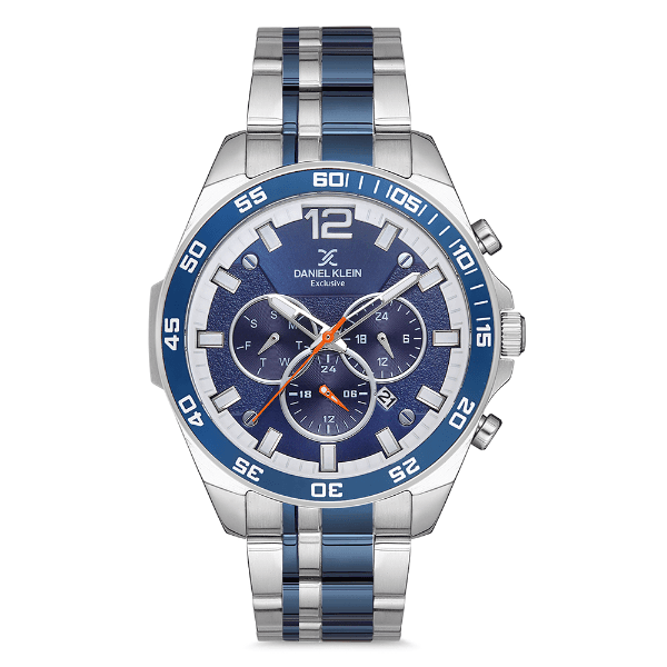Relógio Daniel Klein Dk.1.12734-3 Exclusive Gents Pulseira de Aço Inoxidável - Prata/Azul