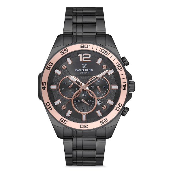 Relógio Analógico Masculino Daniel Klein Dk.1.12734-4 Exclusive Gents Pulseira de Aço Inoxidável Preto/Rose Gold