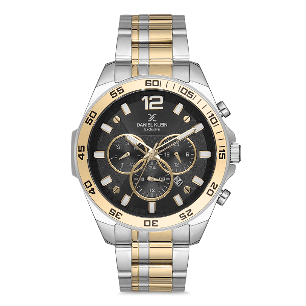 Relógio Analógico Masculino Daniel Klein Dk.1.12734-6 Exclusive Gents Pulseira de Aço Inoxidável Prata/Dourado