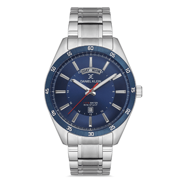Relógio Analógico Masculino Daniel Klein Dk.1.12735-3 Premium Gents Pulseira de Aço Inoxidável Prata/Azul