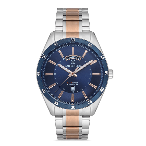Relógio Analógico Masculino Daniel Klein Dk.1.12735-5 Premium Gents Pulseira de Aço Inoxidável Prata Azul