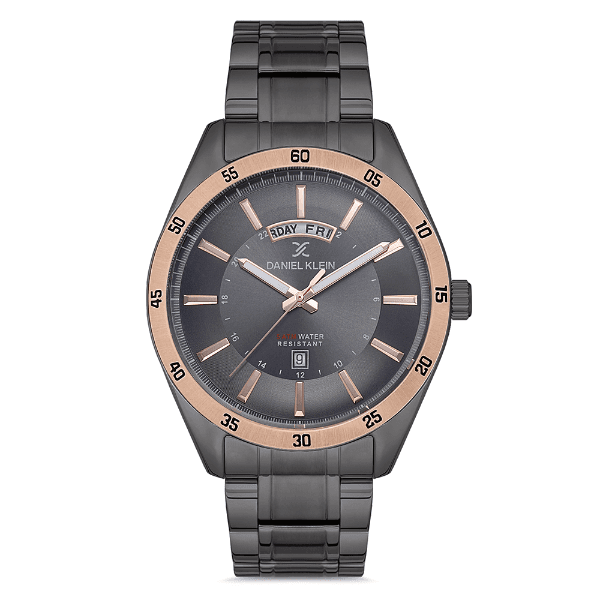 Relógio Analógico Masculino Daniel Klein Dk.1.12735-6 Premium Gents Pulseira de Aço Inoxidável Preto/Rose Gold