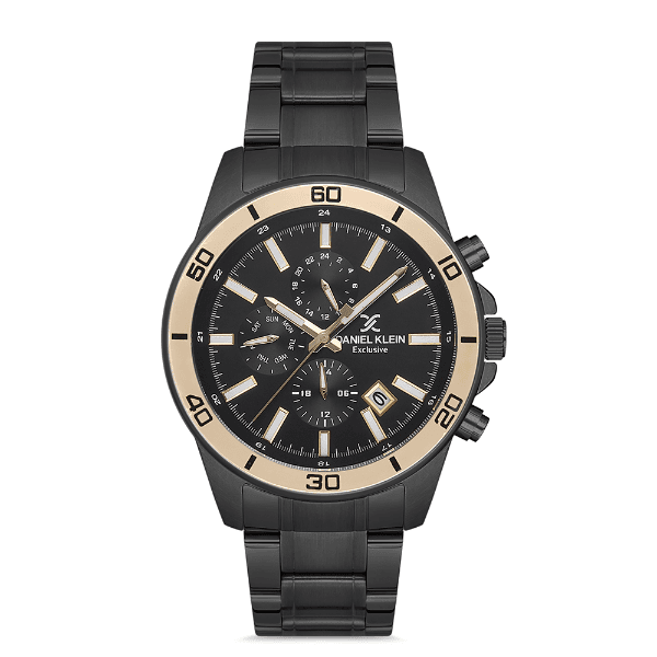 Relógio Analógico Masculino Daniel Klein Dk.1.12737-4 Exclusive Gents Pulseira de Aço Inoxidável Preto/Dourado
