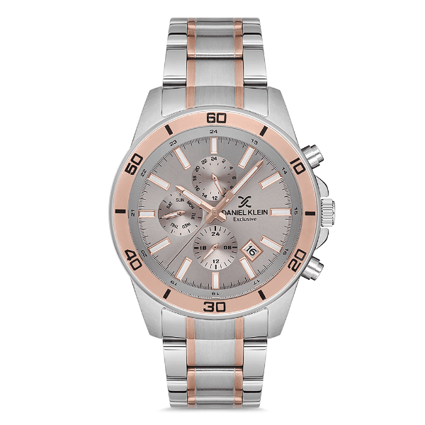 Relógio Analógico Masculino Daniel Klein Dk.1.12737-5 Exclusive Gents Pulseira de Aço Inoxidável Prata/Rose Gold