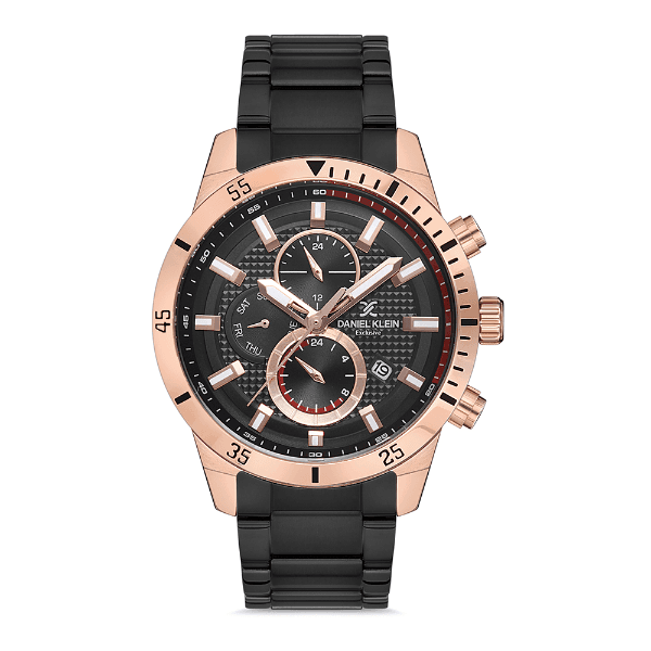 Relógio Analógico Masculino Daniel Klein Dk.1.12741-4 Exclusive Gents Pulseira de Aço Inoxidável Preto/Rose Gold
