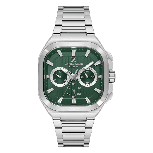 Relógio Analógico Masculino Daniel Klein Dk.1.13903-4 Exclusive Gents Pulseira de Aço Inoxidável Prata/Verde
