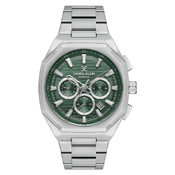 Relógio Analógico Masculino Daniel Klein Dk.1.13906-2 Exclusive Gents Pulseira de Aço Inoxidável Prata/Verde