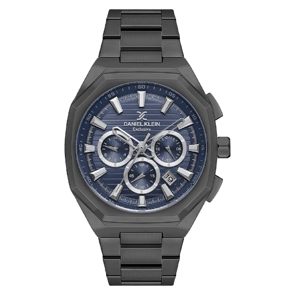Relógio Analógico Masculino Daniel Klein Dk.1.13906-4 Exclusive Gents Pulseira de Aço Inoxidável Preto/Azul