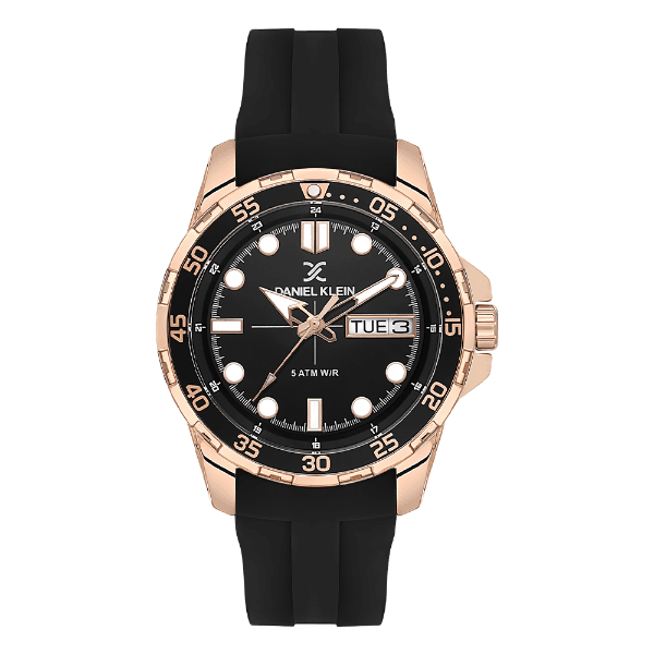 Relógio Analógico Masculino Daniel Klein Dk.1.13911-6 Premium Gents Pulseira de Silicone Dourado/Preto