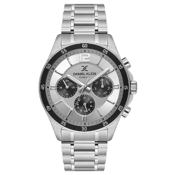 Relógio Analógico Masculino Daniel Klein Dk.1.13972-1 Exclusive Gent Pulseira de Aço Inoxidável Prata/Preto