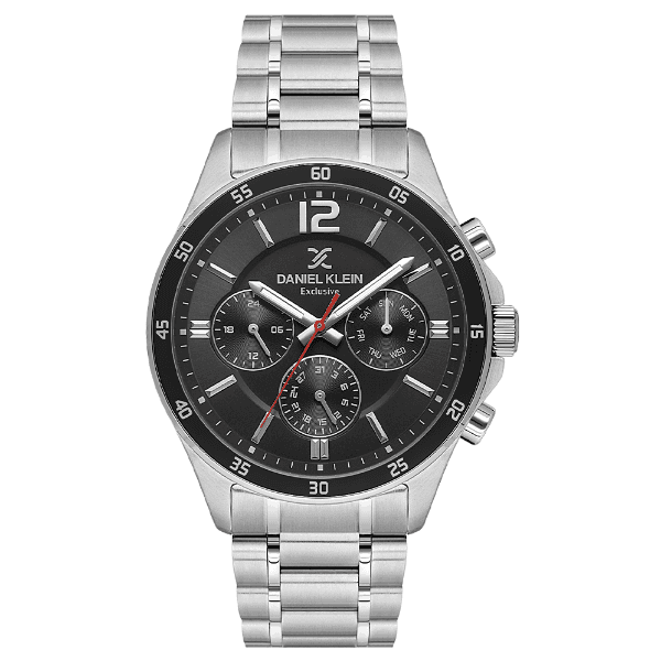 Relógio Analógico Masculino Daniel Klein Dk.1.13972-2 Exclusive Gent Pulseira de Aço Inoxidável Prata/Preto