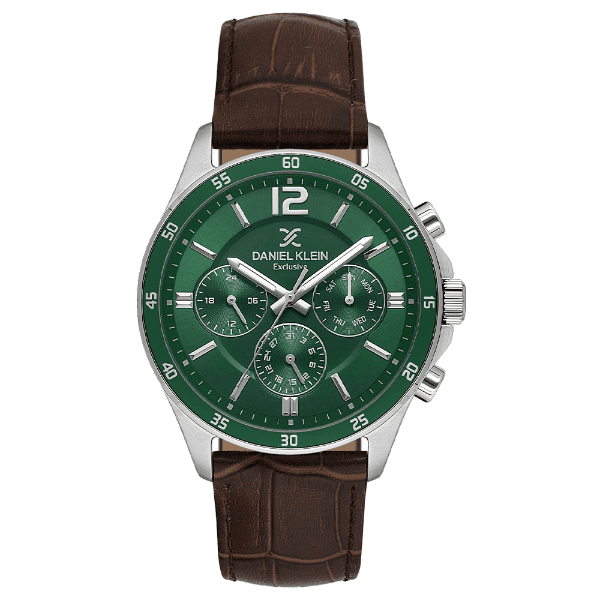 Relógio Analógico Masculino Daniel Klein Dk.1.13973-3 Exclusive Gent Pulseira de Couro Marrom Verde