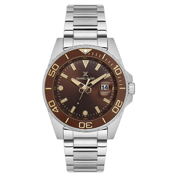 Relógio Analógico Masculino Daniel Klein Dk.1.13990-3 Premium Gent Pulseira de Aço Inoxidável Prata/Marrom