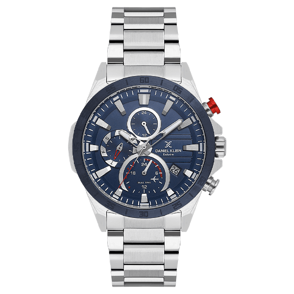 Relógio Analógico Masculino Daniel Klein Dk.1.13992-2 Exclusive Gent Pulseira de Aço Inoxidável Prata/Azul