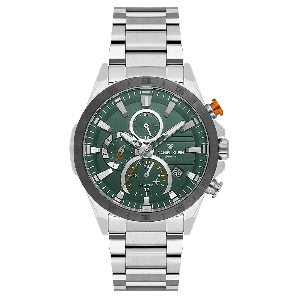 Relógio Analógico Masculino Daniel Klein Dk.1.13992-3 Exclusive Gent Pulseira de Aço Inoxidável Prata/Preto/Verde