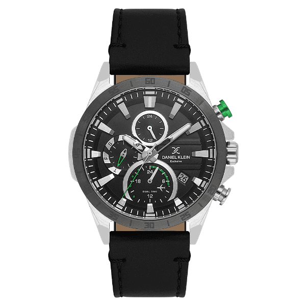 Relógio Analógico Masculino Daniel Klein Dk.1.13993-1 Exclusive Gent Pulseira de Couro Preto/Prata