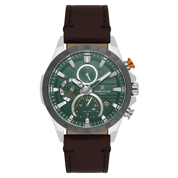 Relógio Analógico Masculino Daniel Klein Dk.1.13993-3 Exclusive Gent Pulseira de Couro Marrom/Preto/Verde